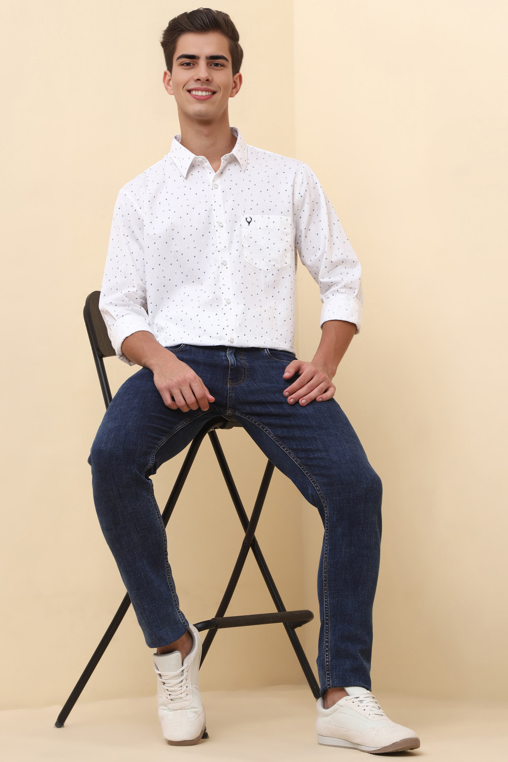 Image of Allen Solly Men Printed Casual White Shirt