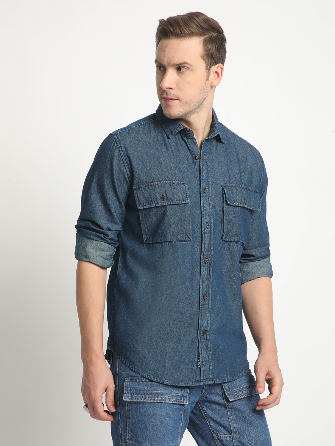 Image of Roadster Men Solid Casual Dark Green Shirt