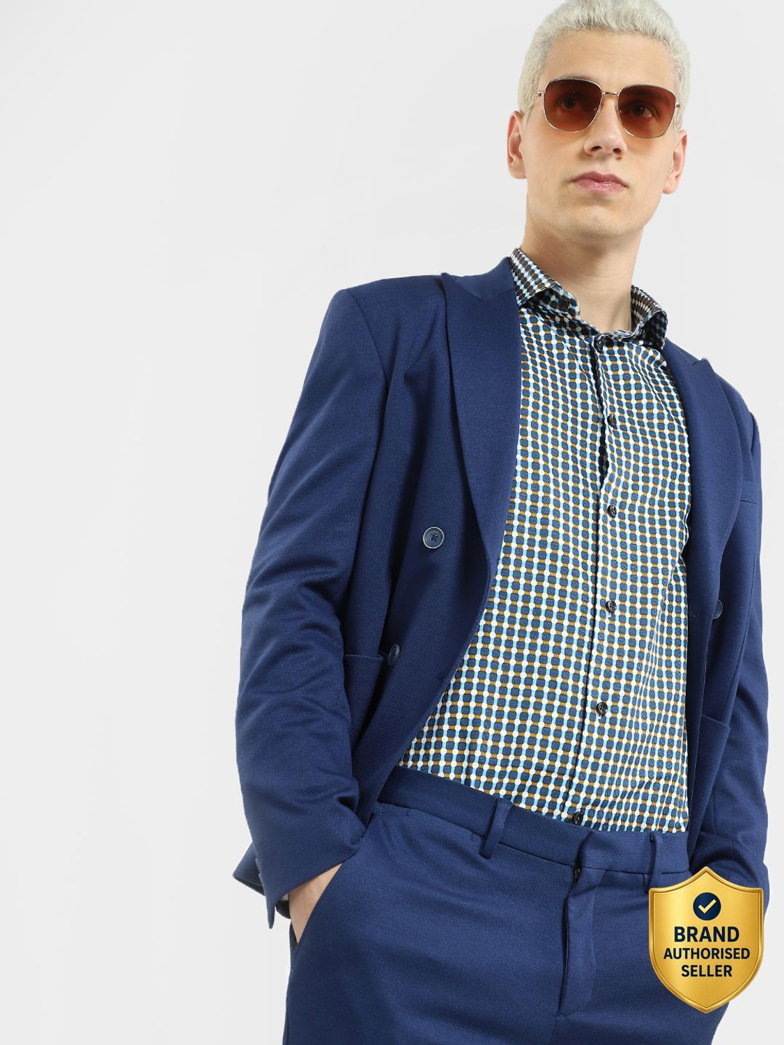 Image of JACK & JONES Men Checkered Casual Blue Shirt
