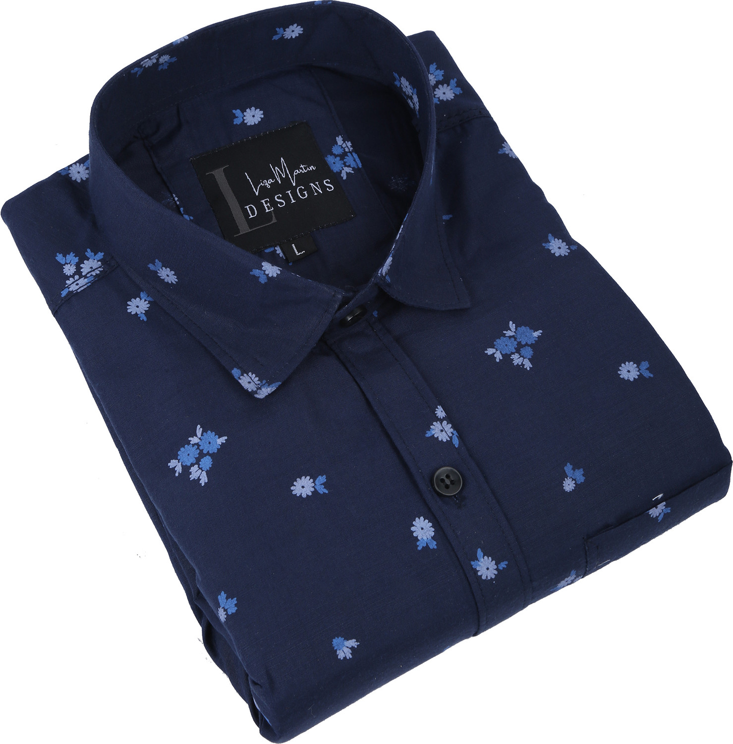 Image of LRK Men Printed Casual Dark Blue Shirt