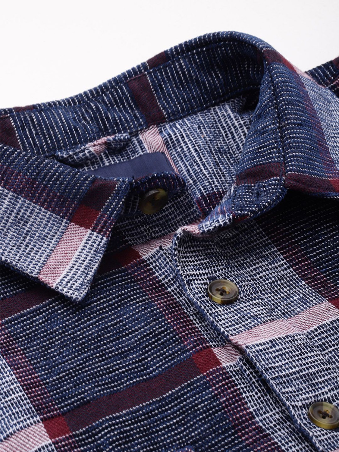 Image of Mast & Harbour Men Checkered Casual Blue Shirt