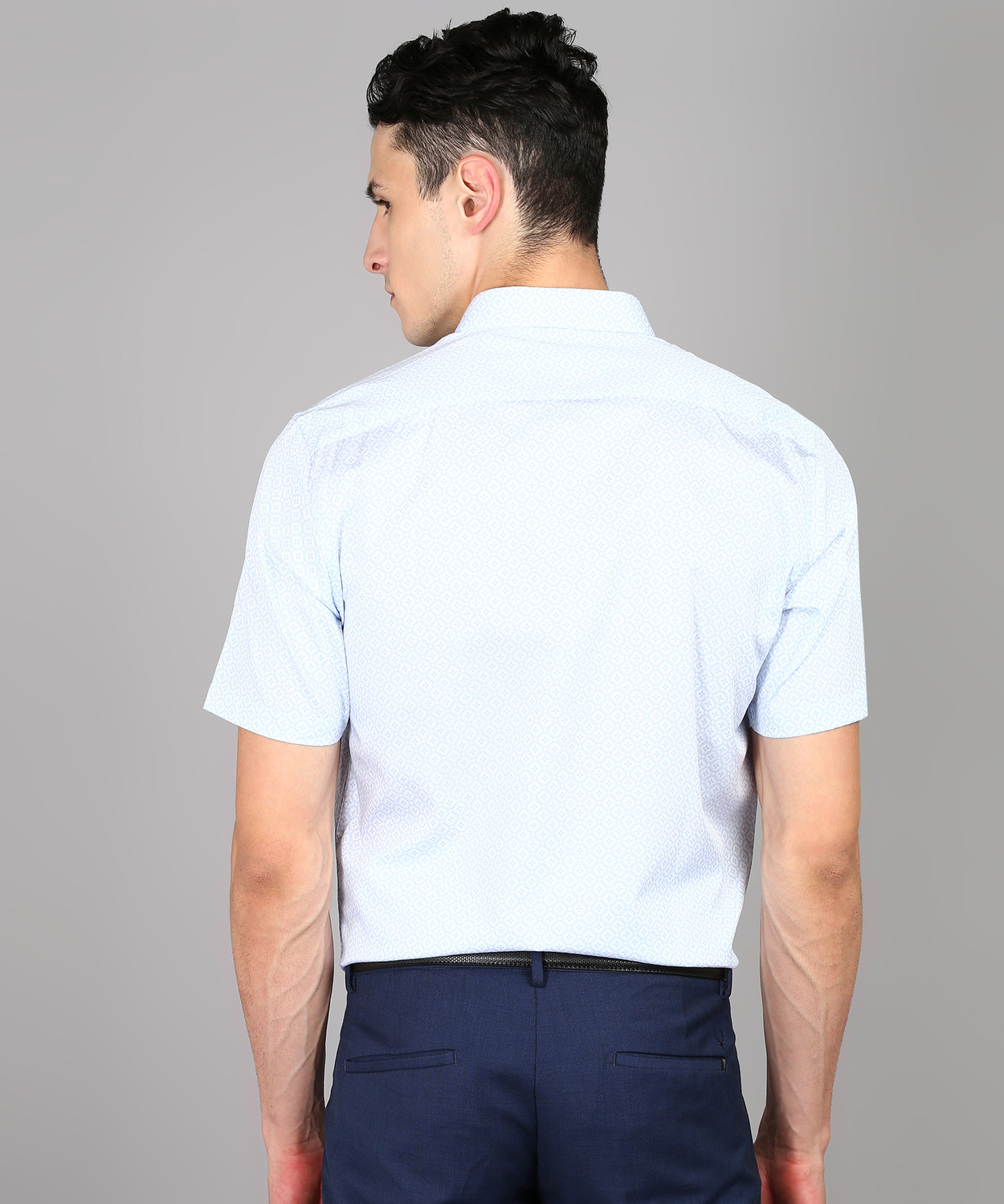Image of Allen Solly Men Printed Formal Light Blue Shirt