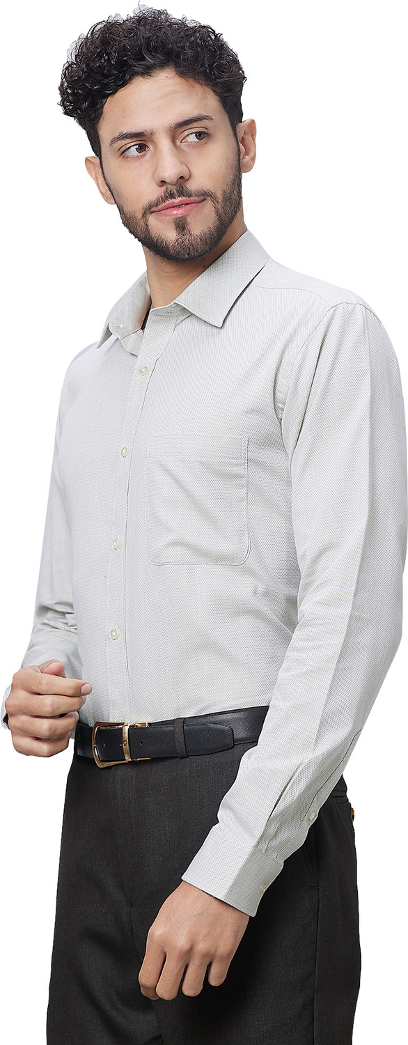 Image of Raymond Men Self Design Formal Grey Shirt