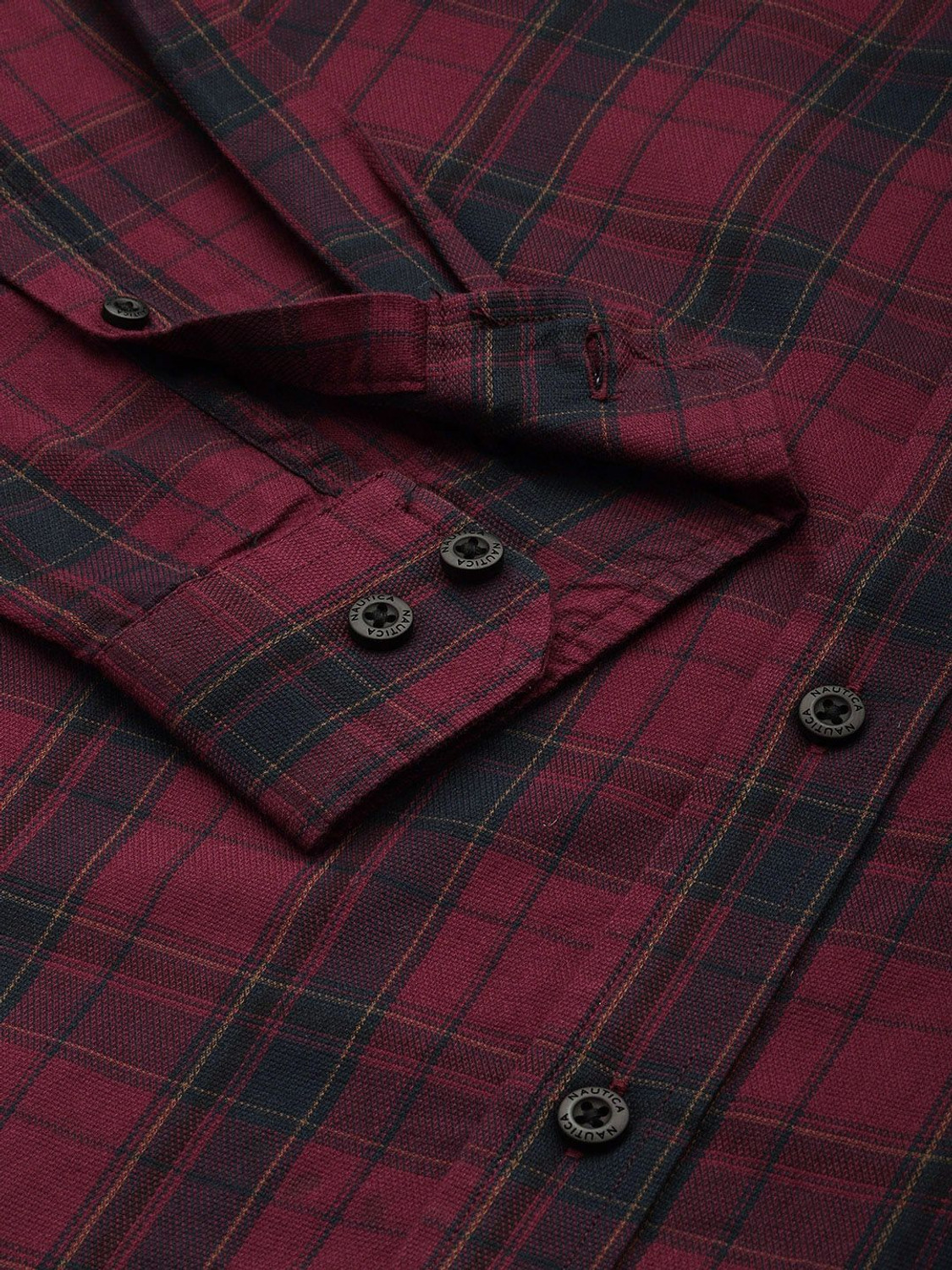 Image of NAUTICA Men Checkered Casual Maroon Shirt