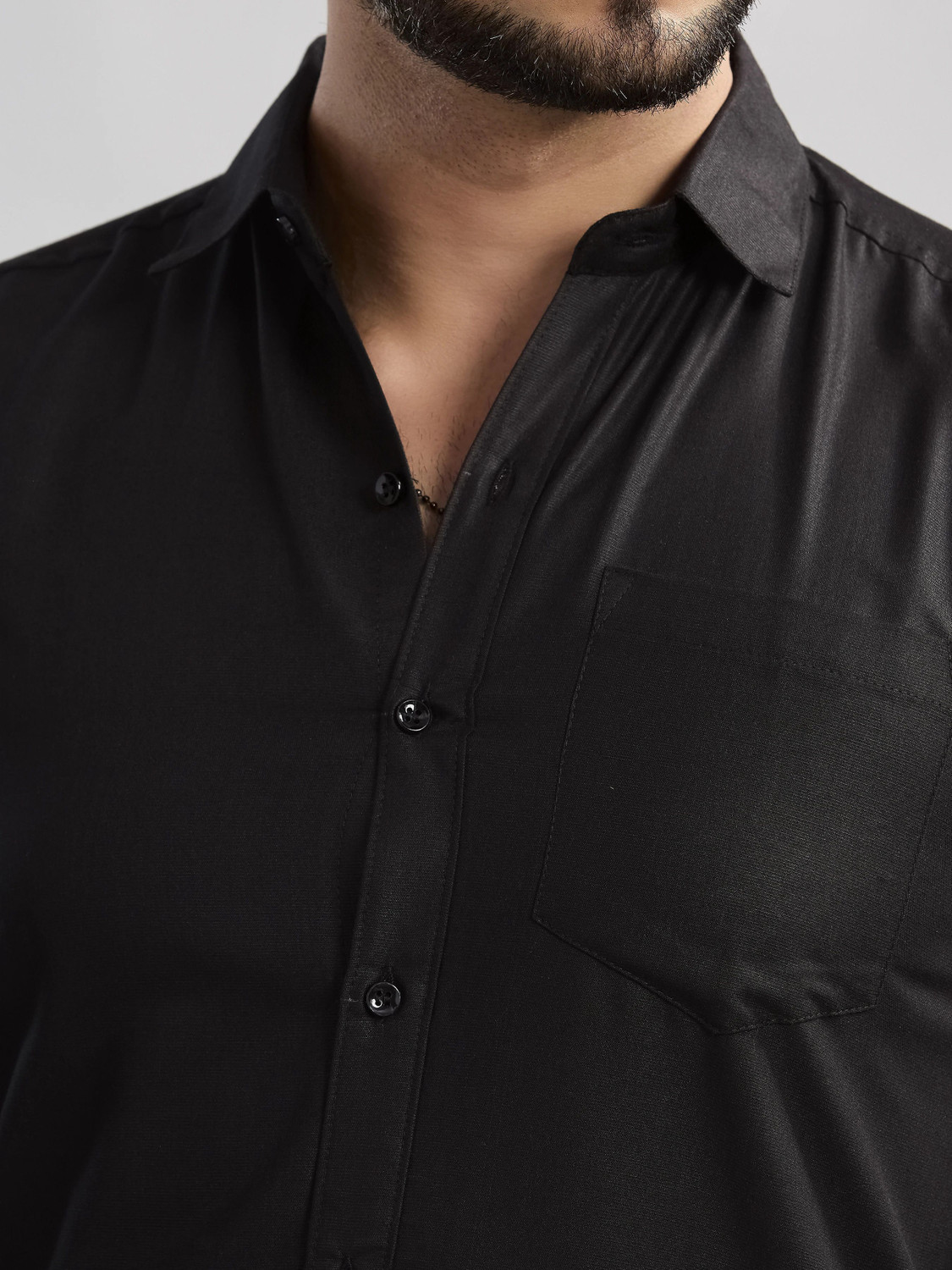 Image of STONEBERG Men Solid Formal Black Shirt