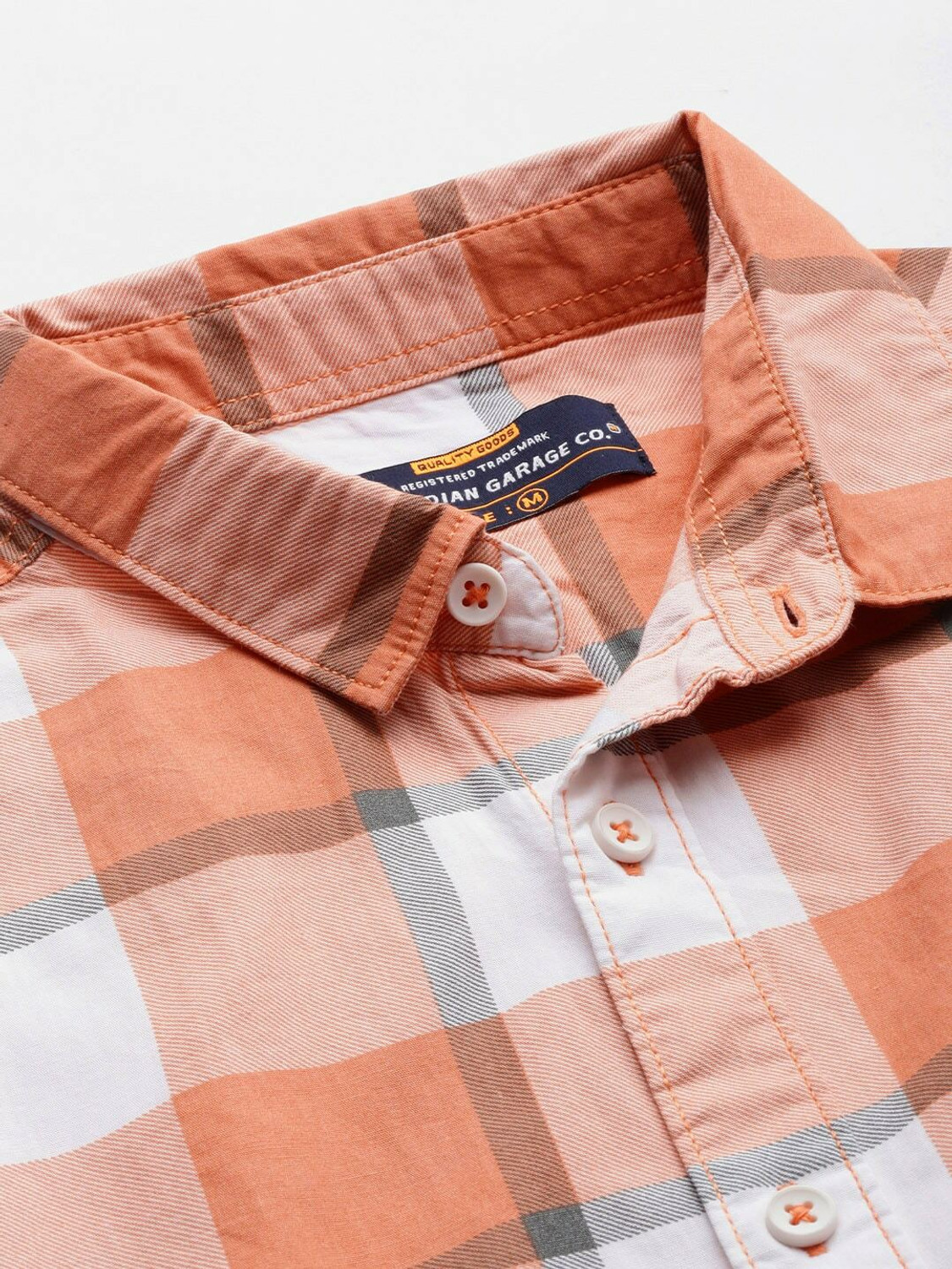Image of The Indian Garage Co. Men Checkered Casual Brown Shirt