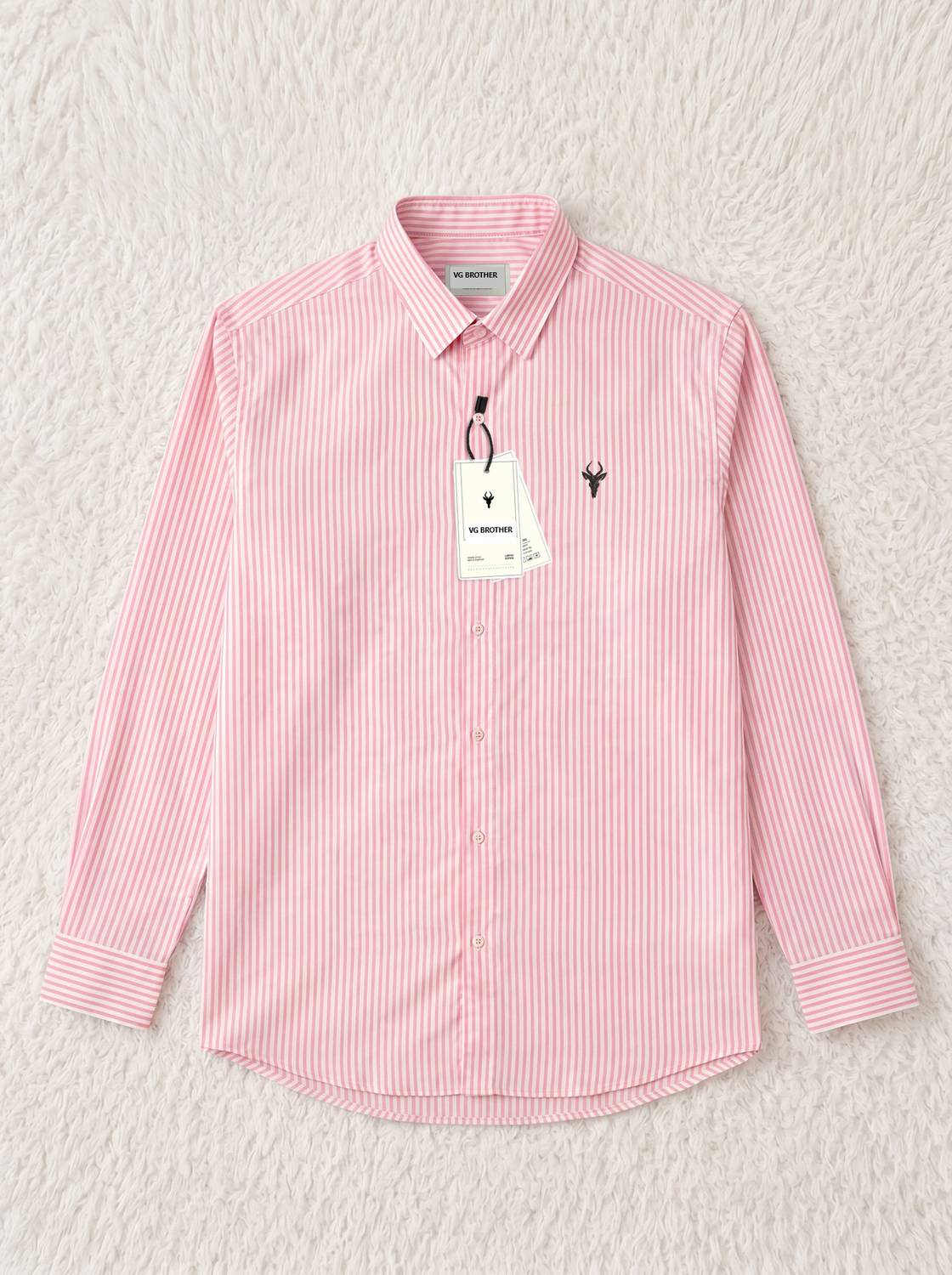 VG BROTHER Men Striped Pink Shirt - Image 2