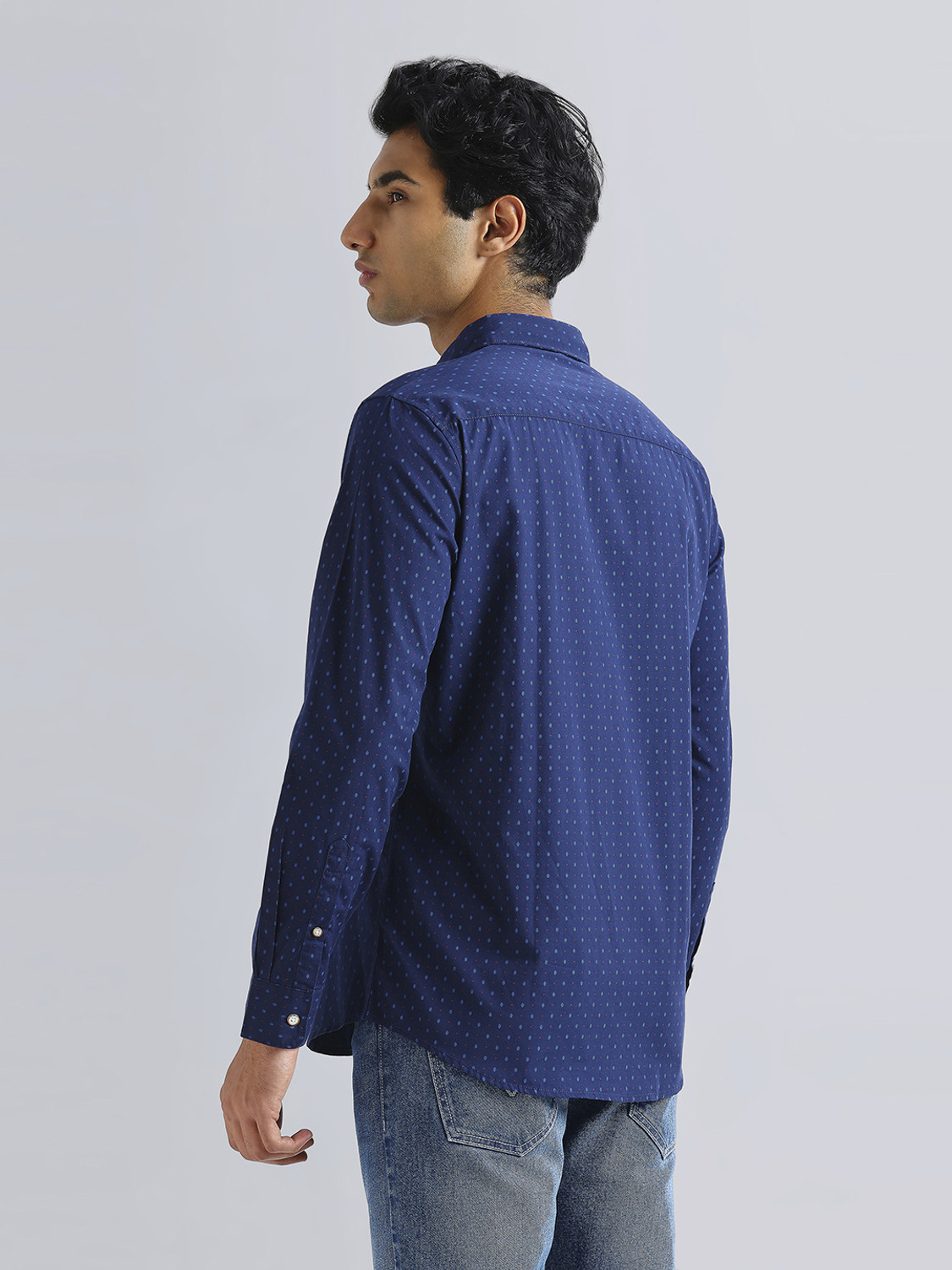 Image of Pepe Jeans Men Printed Casual Blue Shirt
