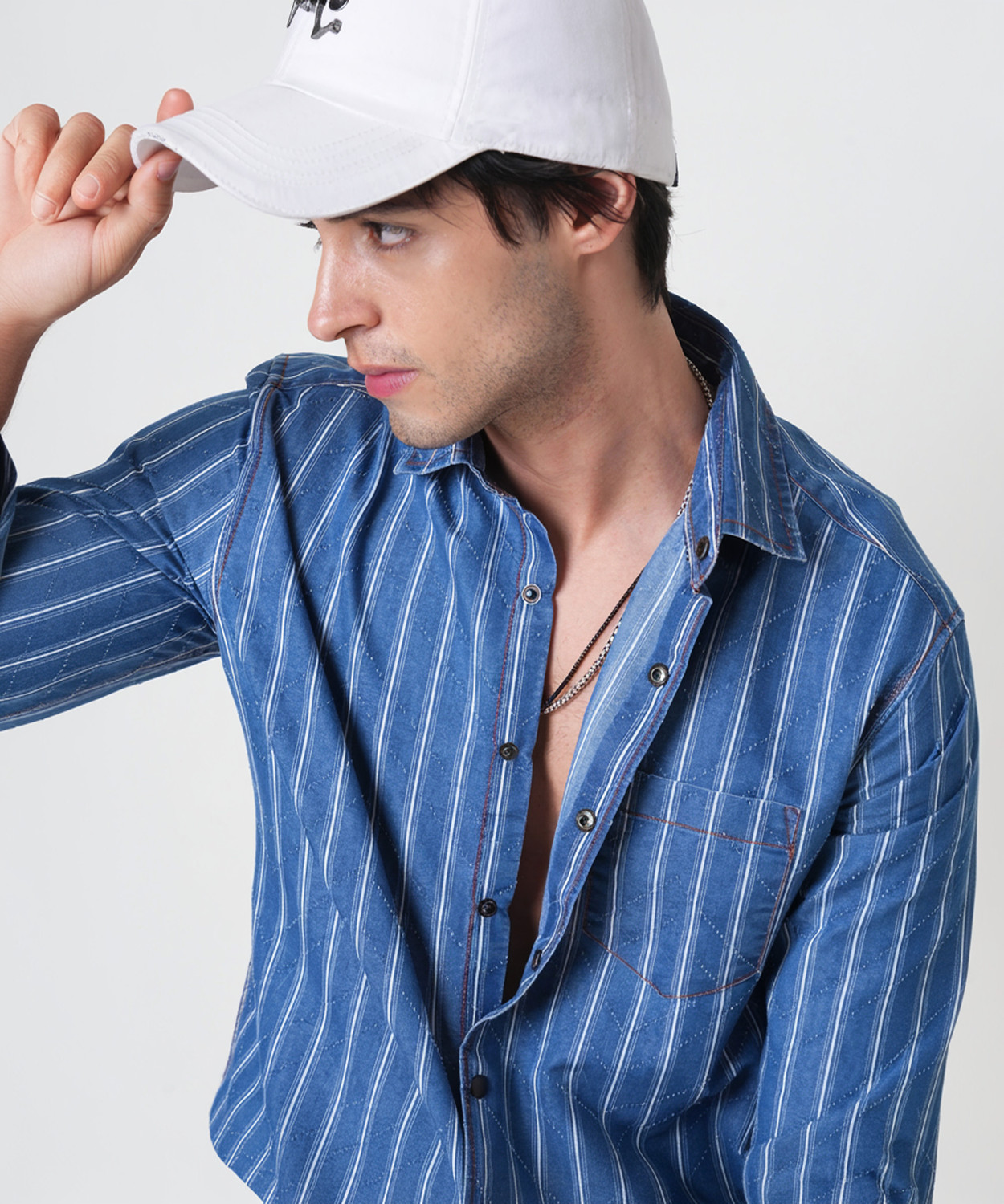 Image of VASTRADO Men Striped Casual Blue Shirt