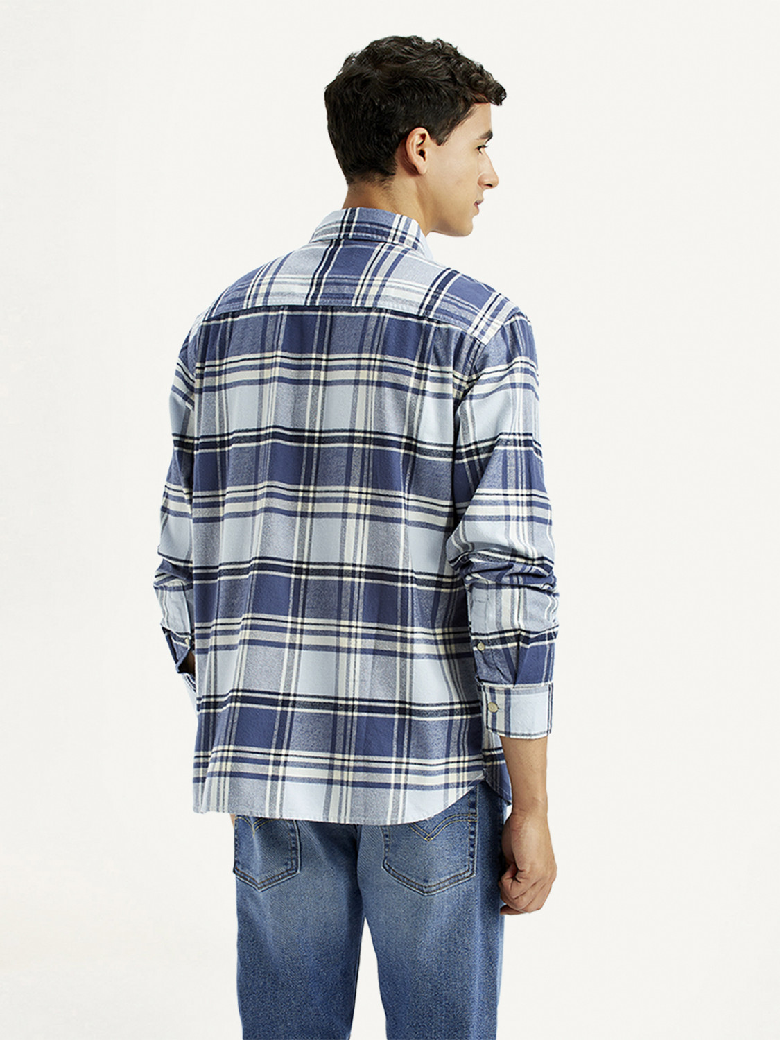Image of LEVI'S Men Checkered Casual Blue Shirt