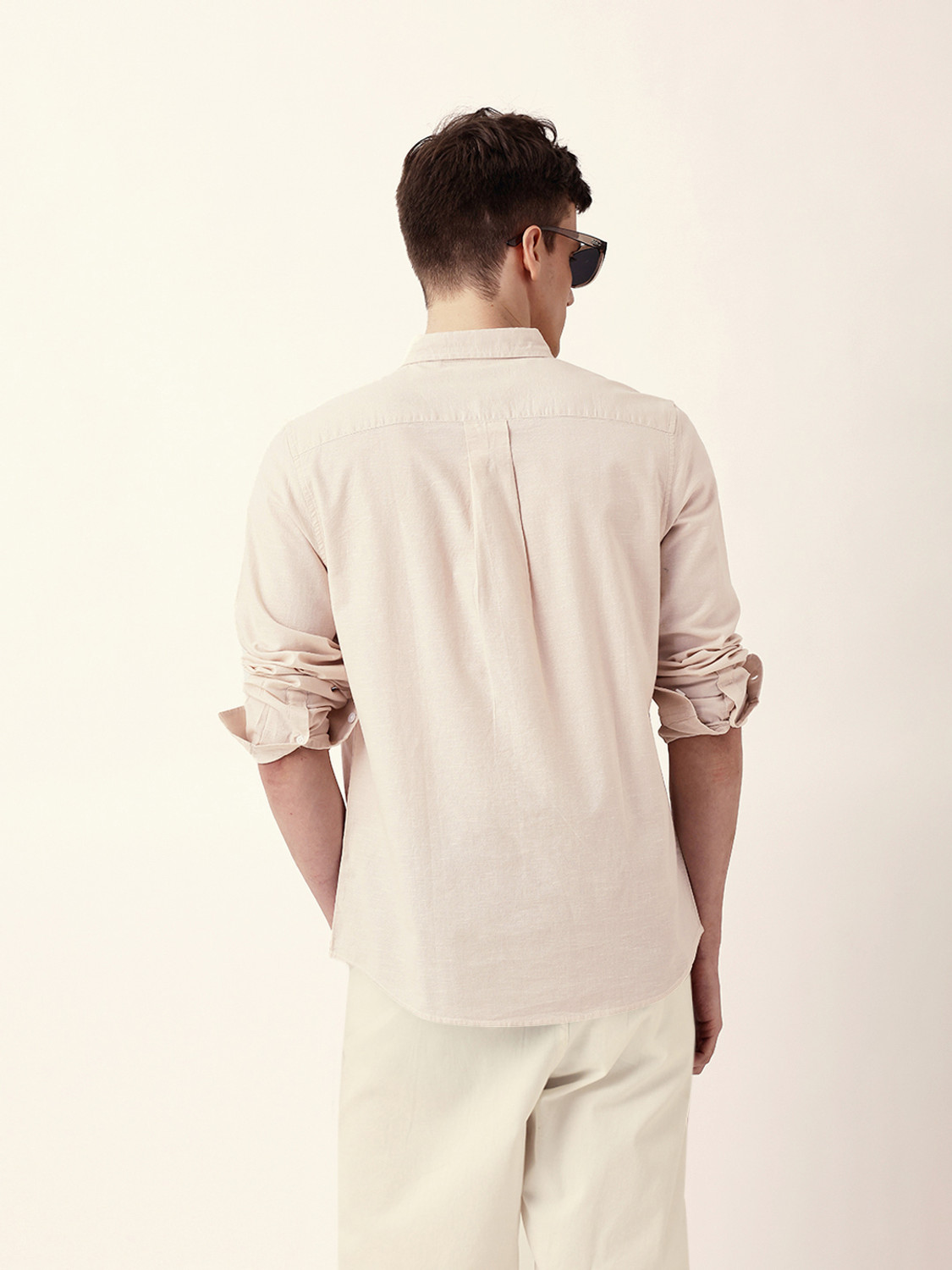 Image of THE BEAR HOUSE Men Solid Casual Pink Shirt