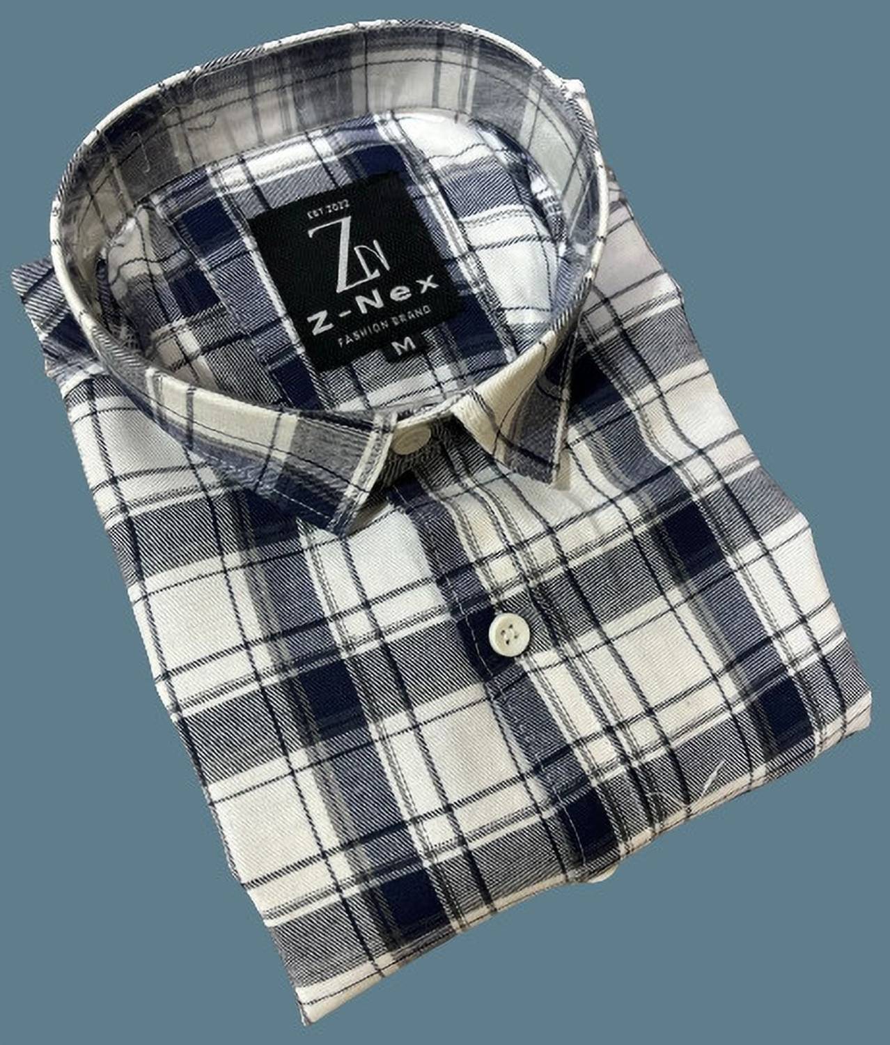 Z-NEX Men Checkered Casual White Shirt - Buy Z-NEX Men Checkered