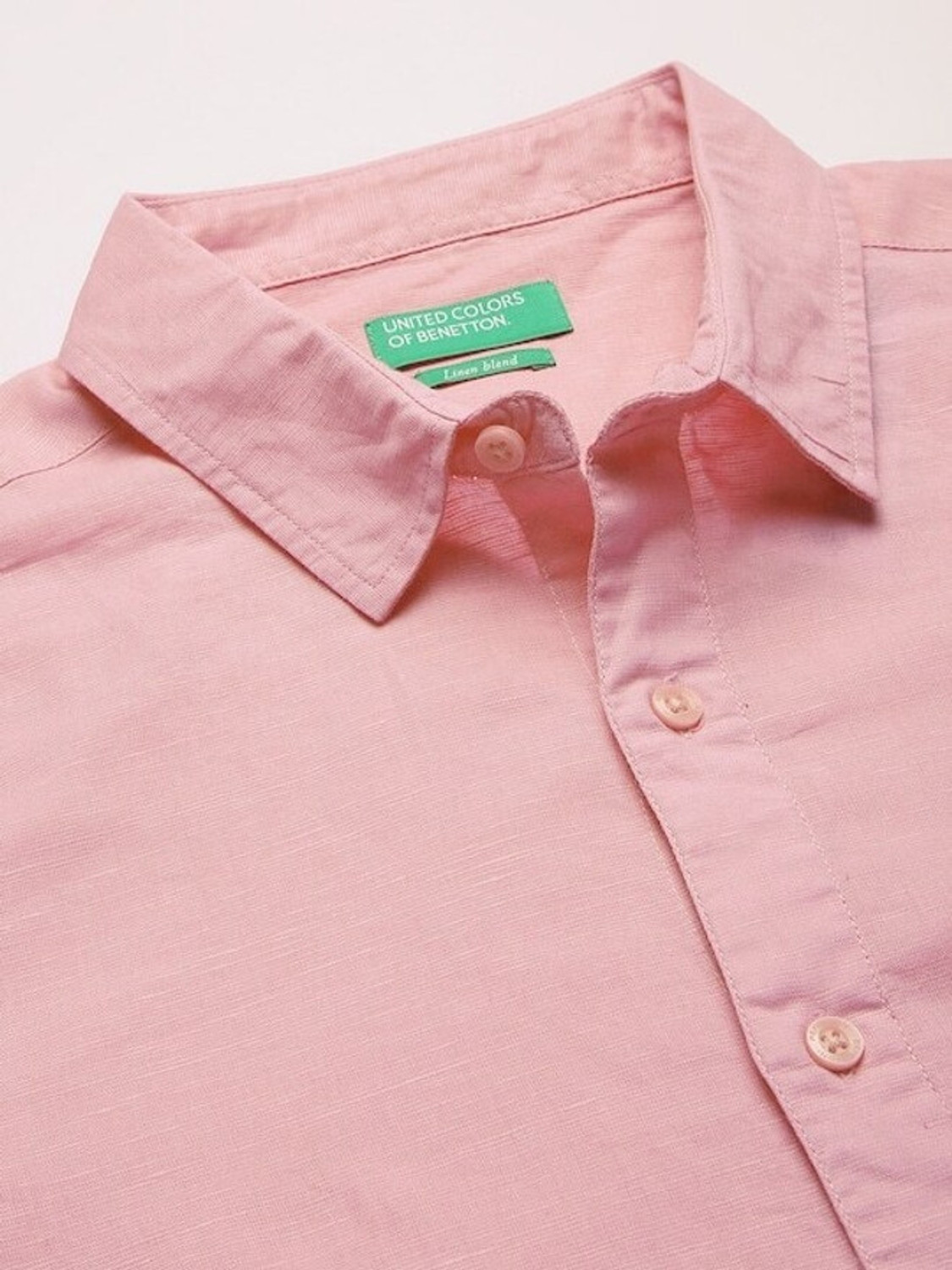 Image of United Colors of Benetton Men Solid Casual Pink Shirt