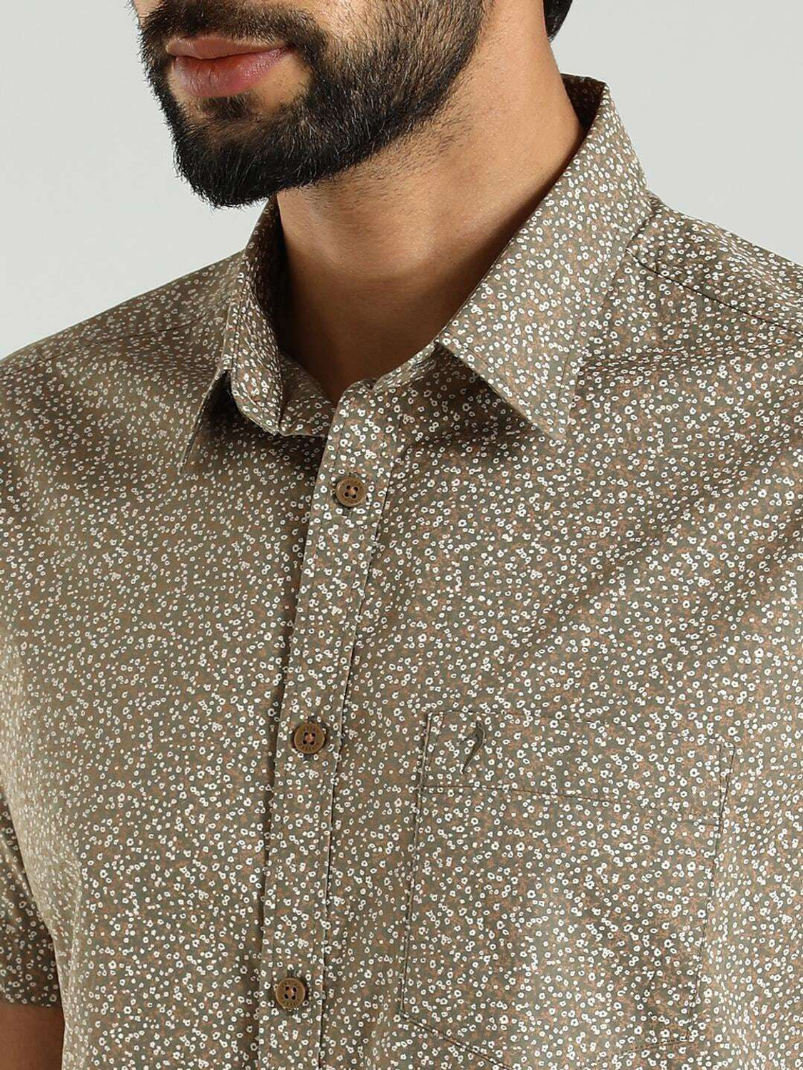Image of INDIAN TERRAIN Men Printed Casual Green Shirt
