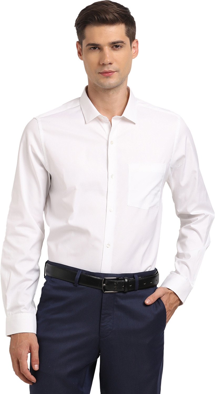 Image of TURTLE Men Solid Formal White Shirt