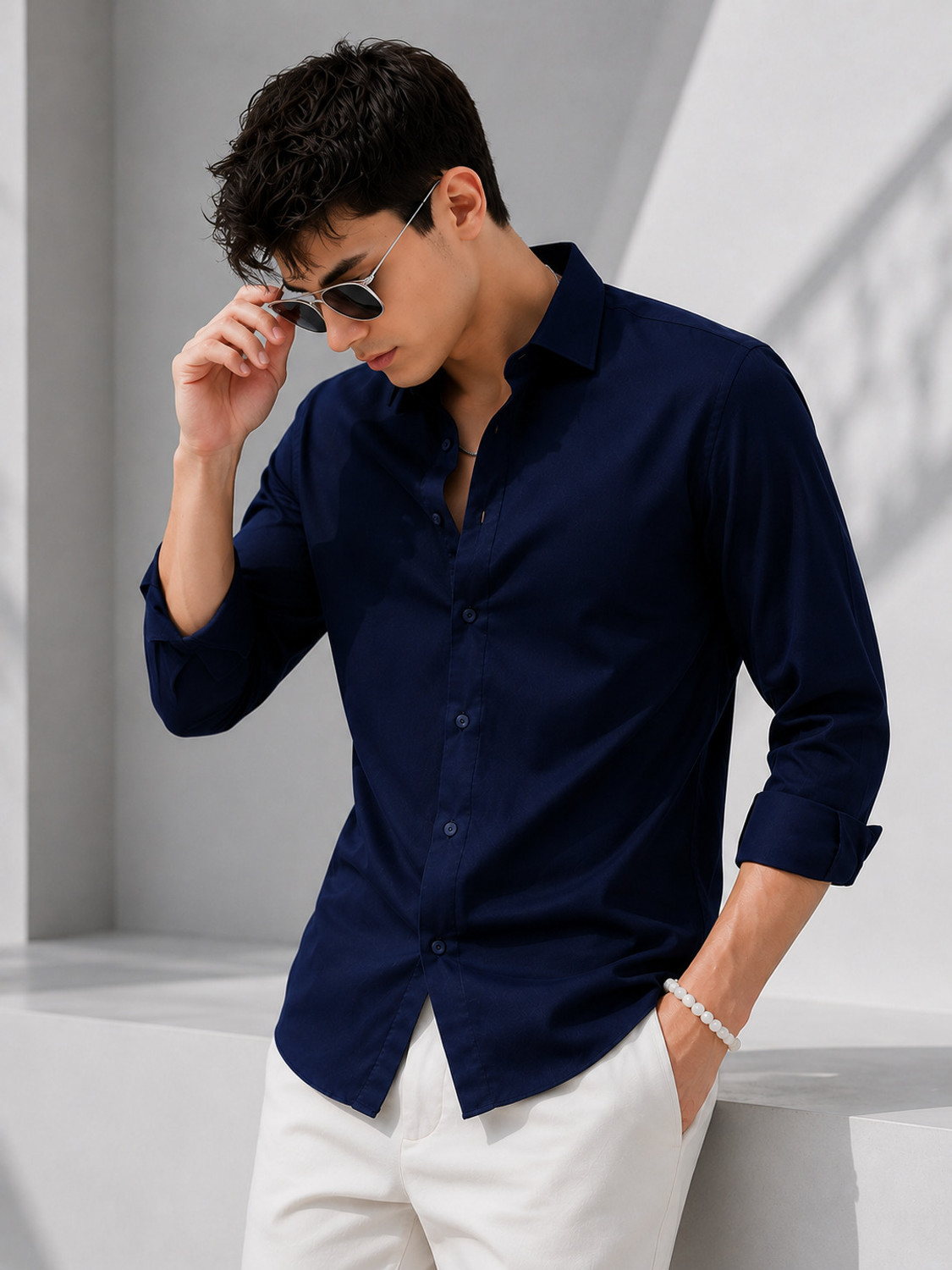 Image of METRONAUT Men Regular Fit Solid Spread Collar Formal Shirt