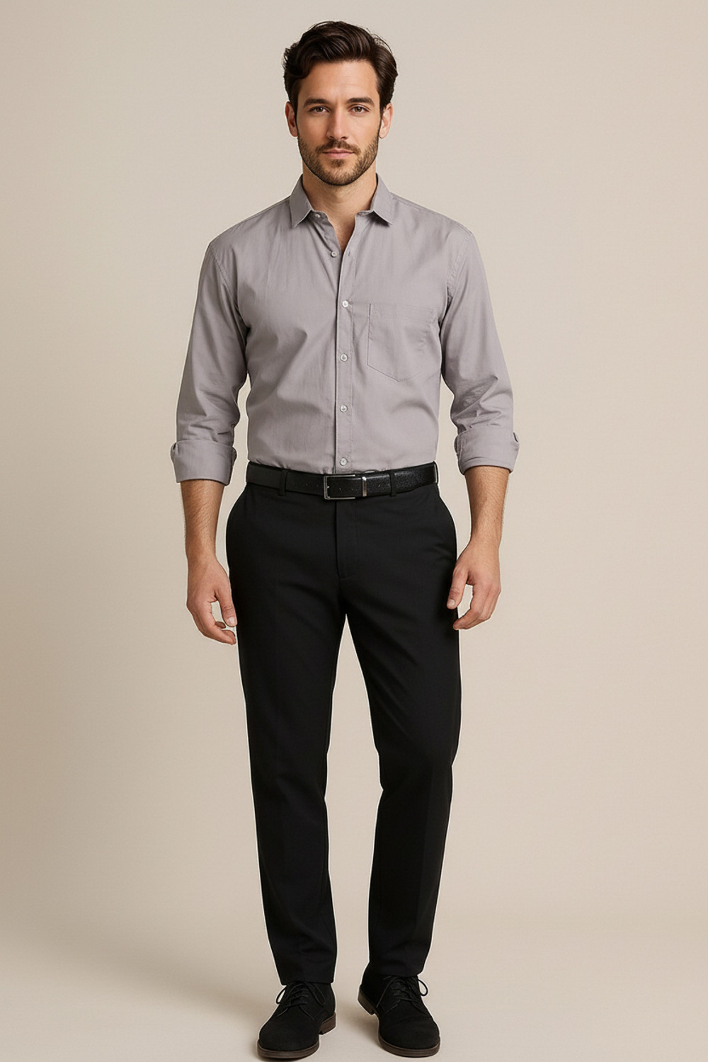 Image of METRONAUT Men Solid Casual Grey Shirt