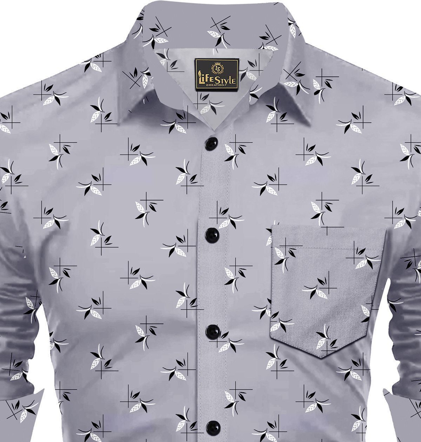 Image of SHUBHFLAX Men Printed Casual Grey Shirt
