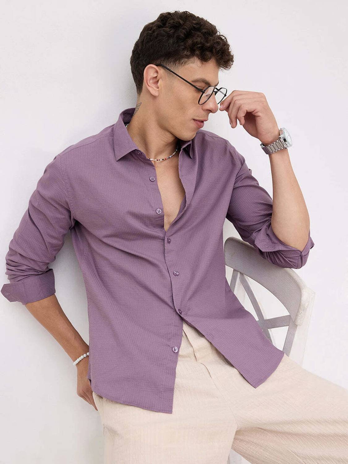 VASTRADO Men Purple Casual Shirt - Image 1