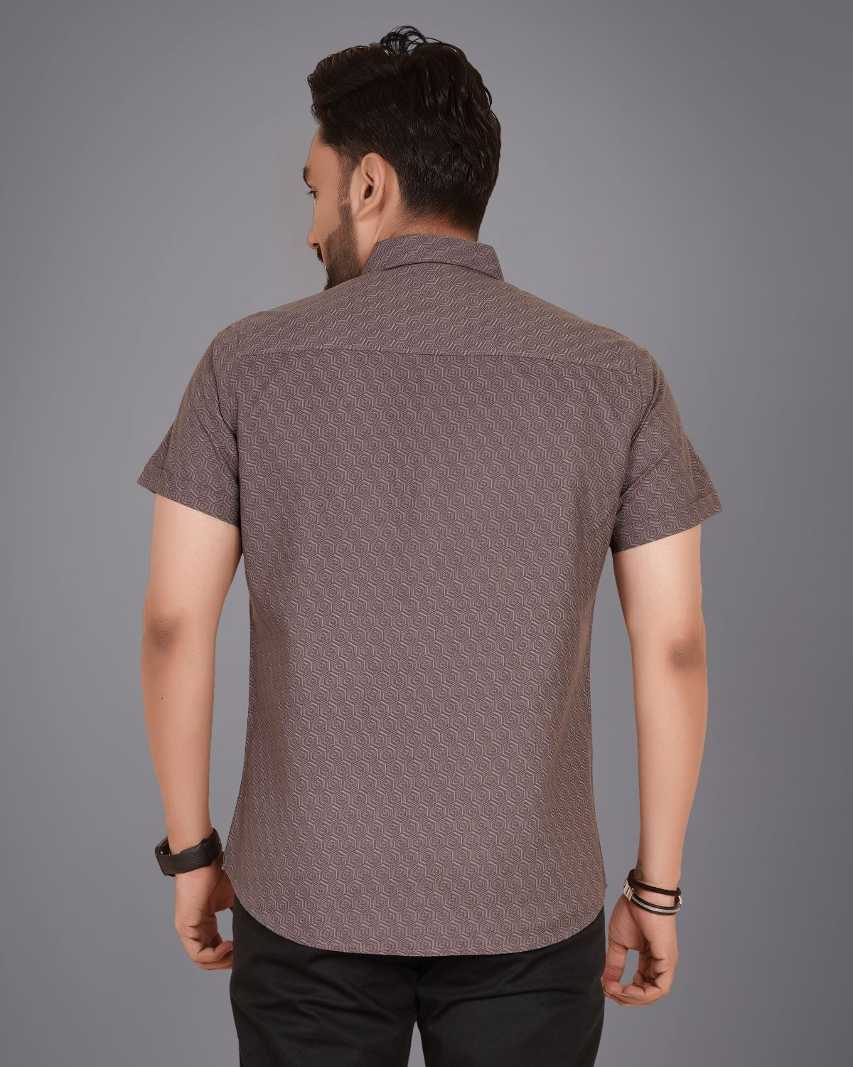 Image of Voroxy Men Self Design Casual Brown Shirt