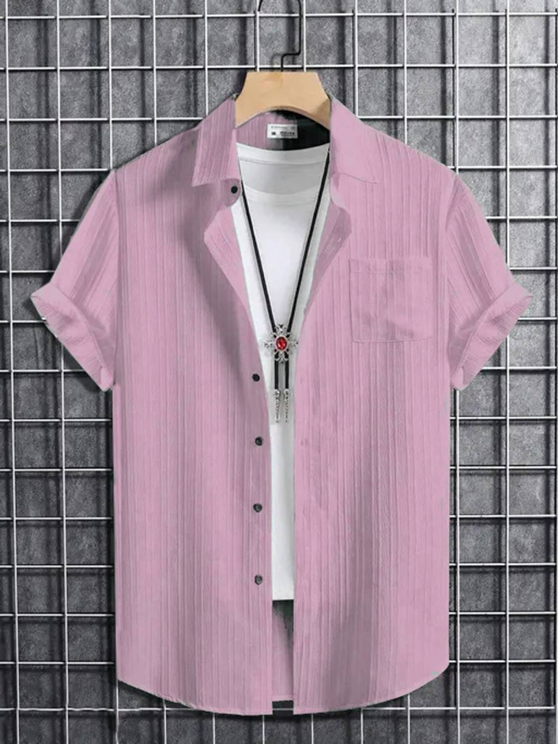Abhirushi Boys Solid Casual Pink Shirt