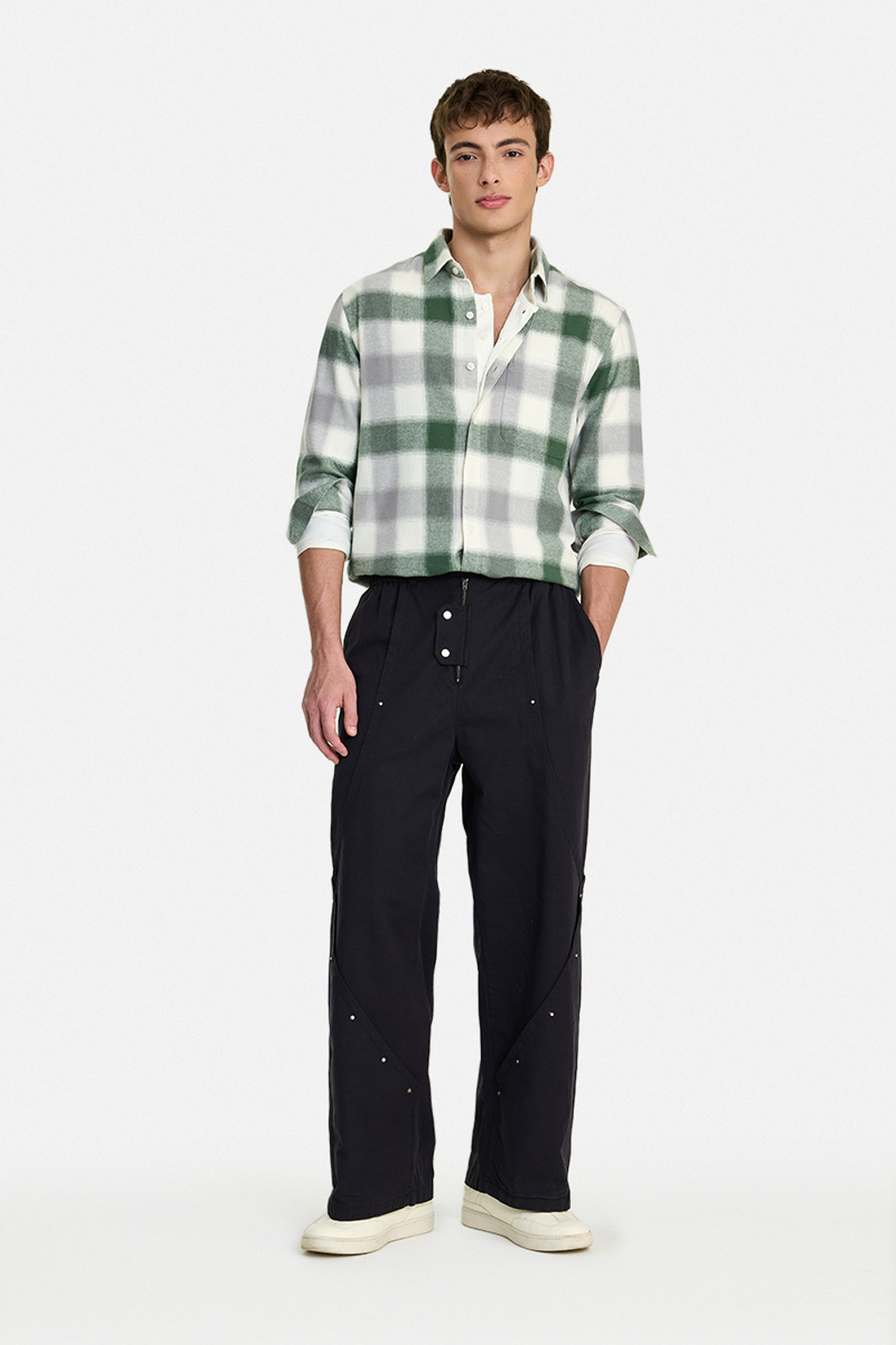 Image of Snitch Men Checkered Casual Green Shirt