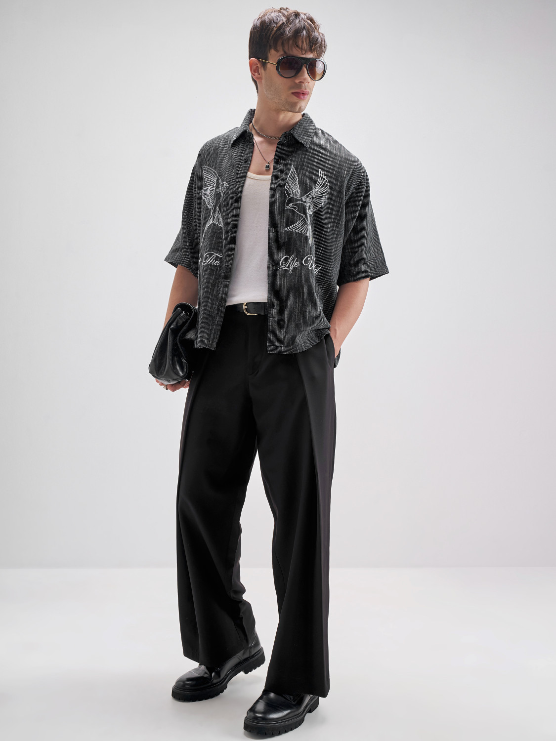 Image of HIGHLANDER Men Printed Casual Black Shirt