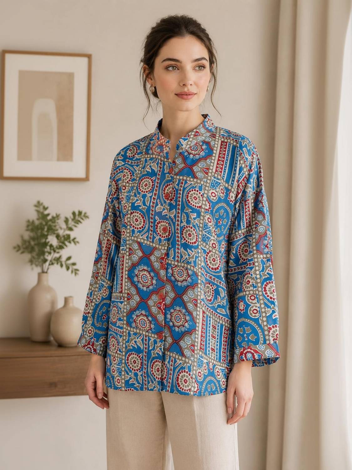Aakarshak Women Printed Casual Multicolor Shirt
