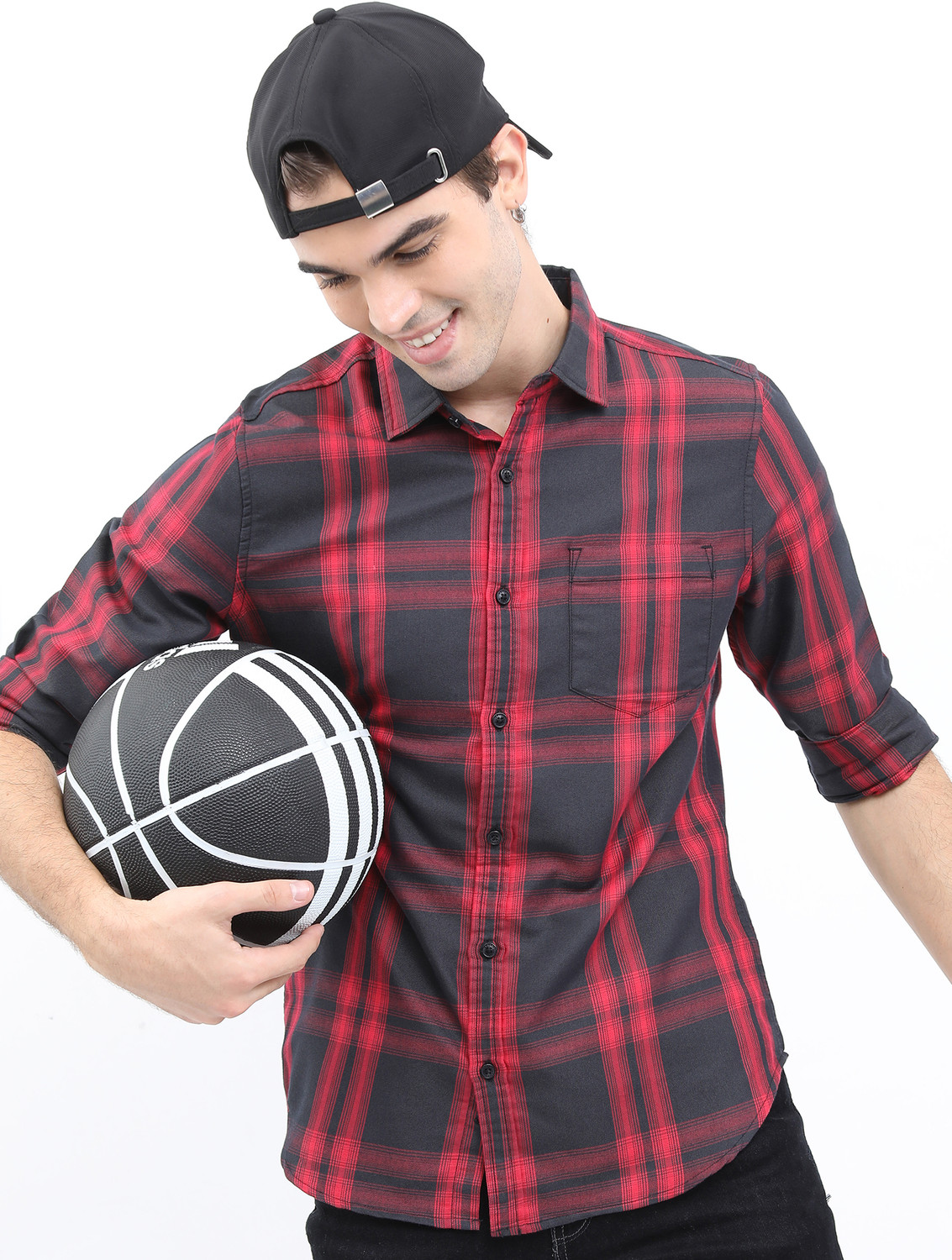 Image of KETCH Men Checkered Casual Red Shirt