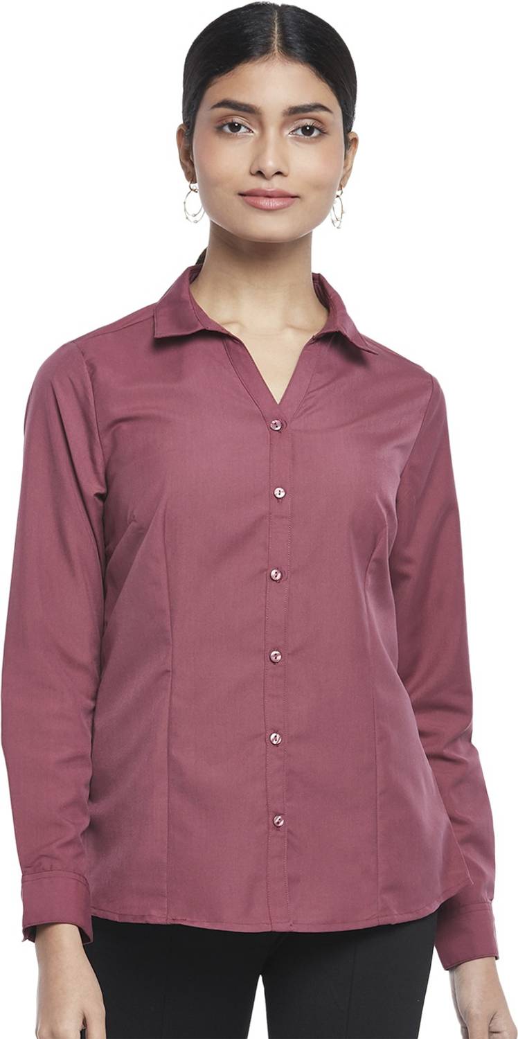 Annabelle by Pantaloons Women Solid Casual Red Shirt