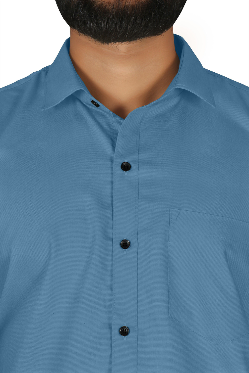 Image of FIBERMILL Men Solid Formal Light Blue Shirt