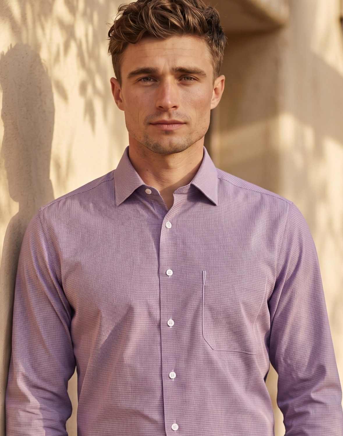 Image of LOUIS PHILIPPE Men Printed Formal Purple Shirt