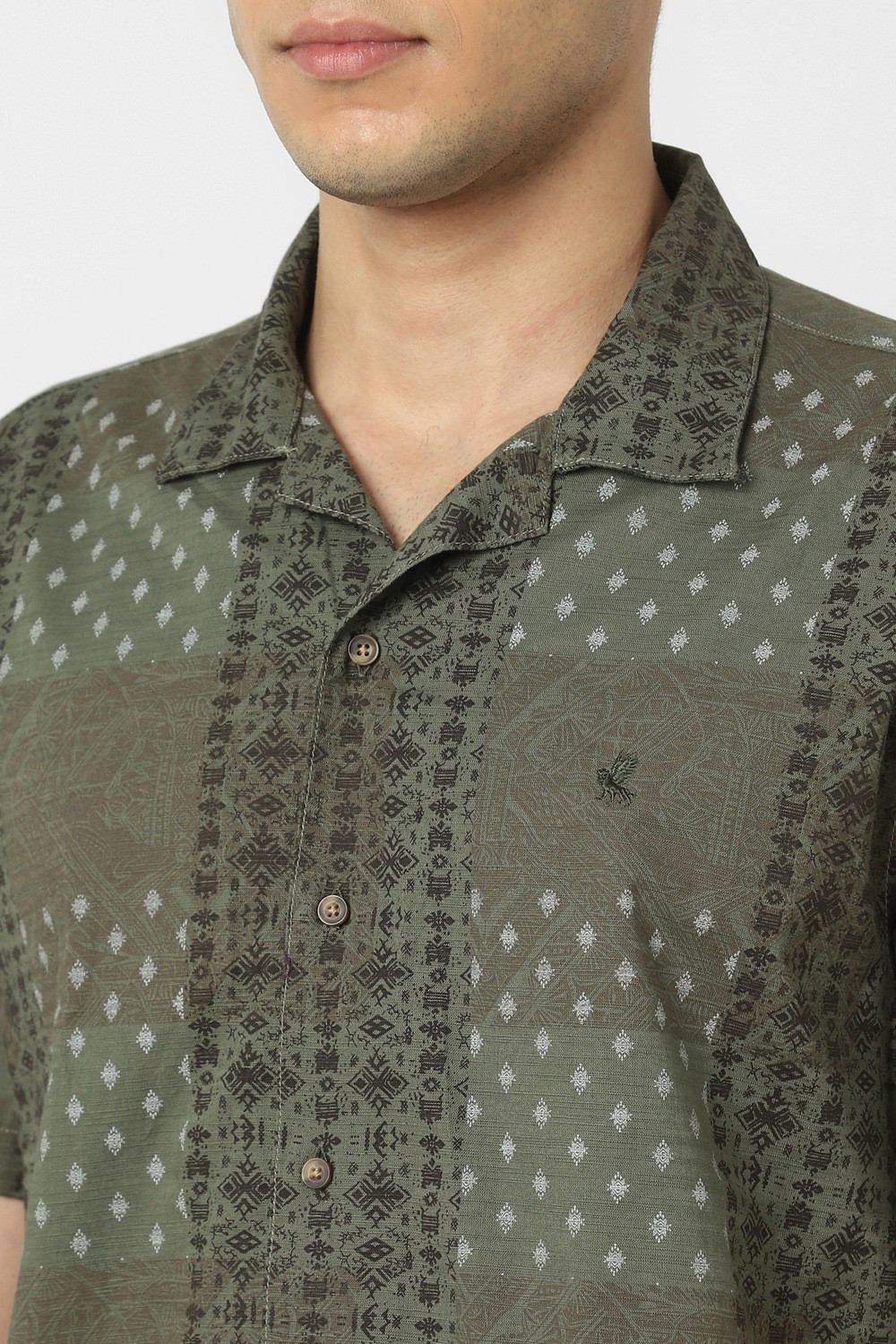 Image of PETER ENGLAND Men Printed Casual Green Shirt