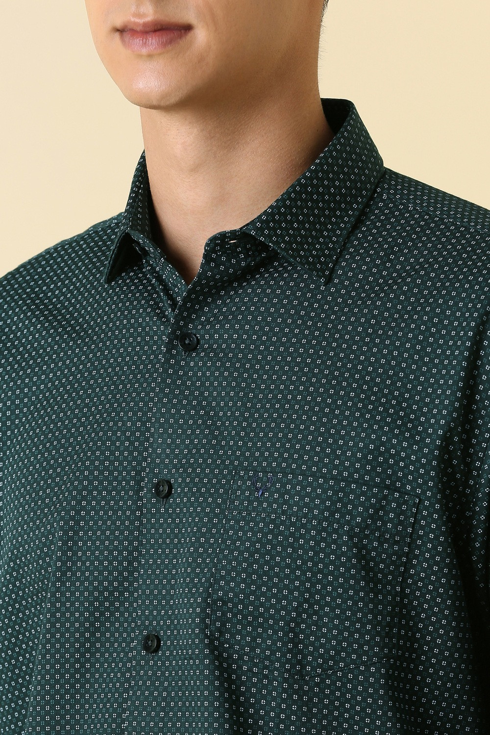 Image of Allen Solly Men Printed Casual Green Shirt