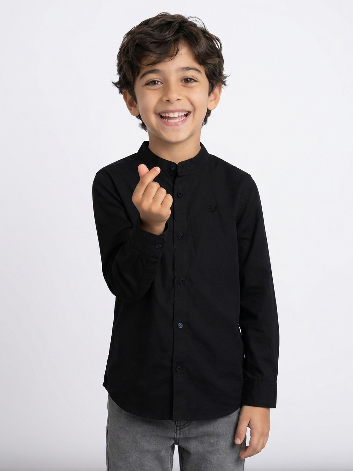 Image of Allen Solly Boys Solid Casual Black Shirt
