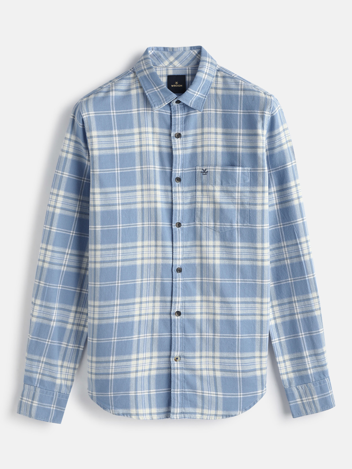 Image of WROGN Men Checkered Casual Grey Shirt