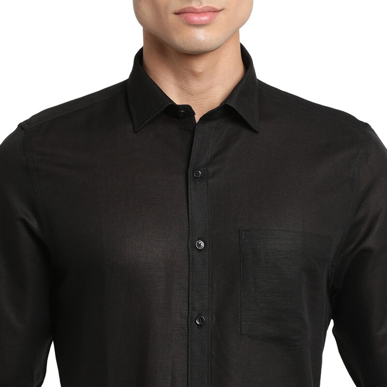 Image of TURTLE Men Self Design Formal Black Shirt