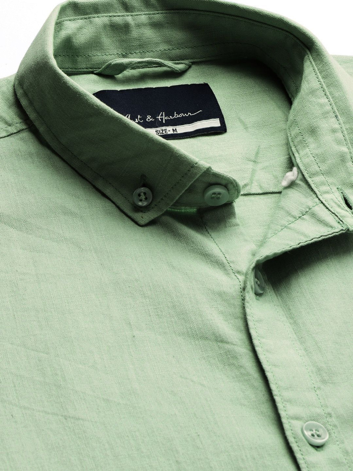 Image of Mast & Harbour Men Solid Casual Green Shirt