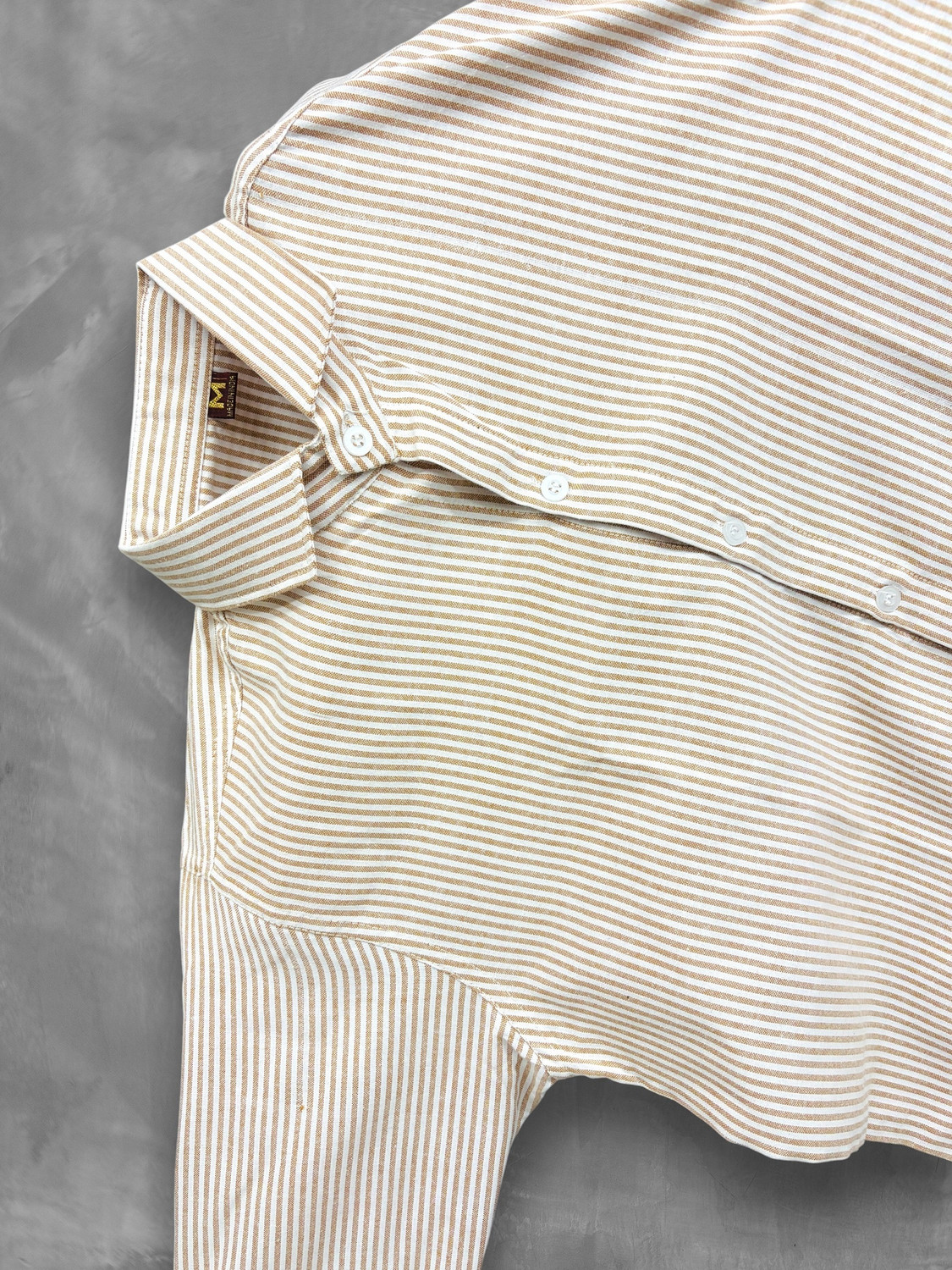 Image of SOLSTICE Men Striped Casual Brown Shirt