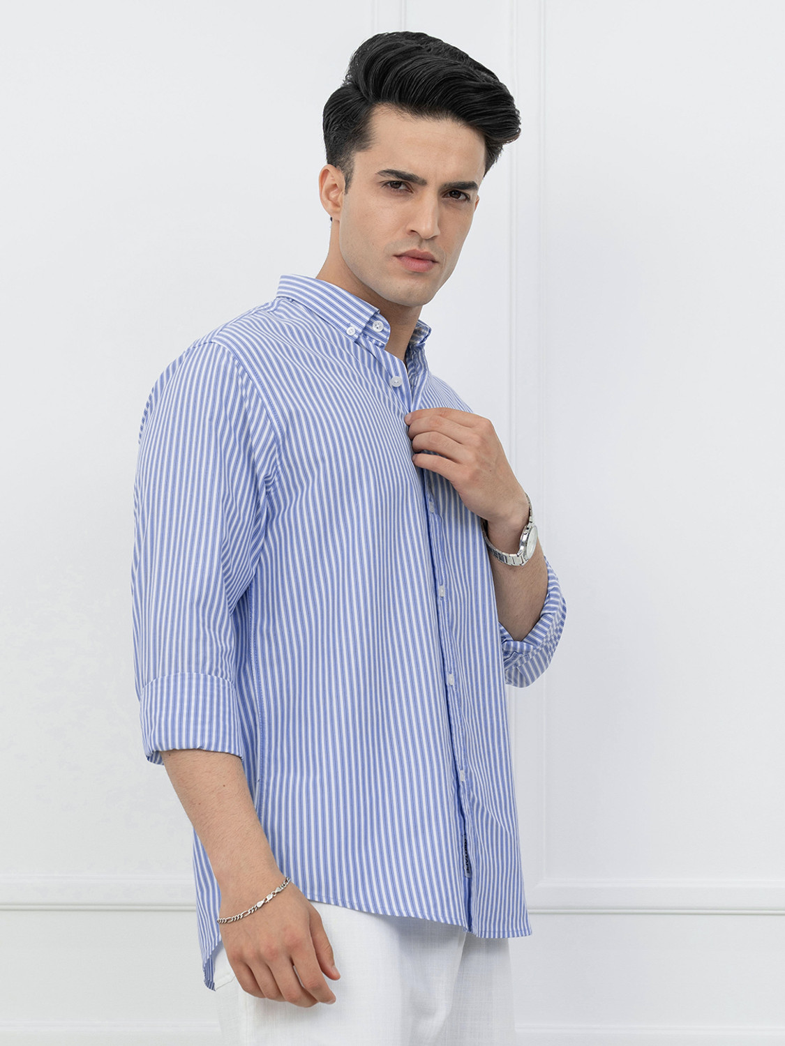Image of RED TAPE Men Striped Casual Blue Shirt