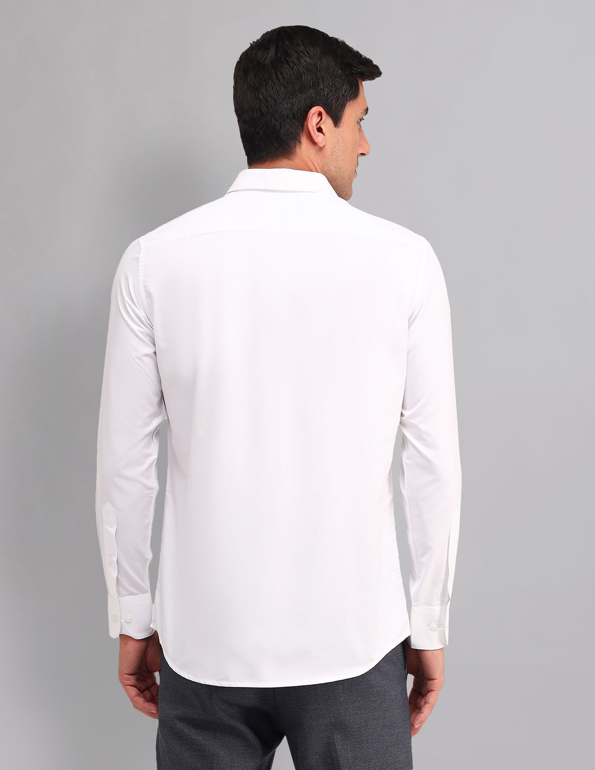 Image of AD by Arvind Men Solid Formal White Shirt