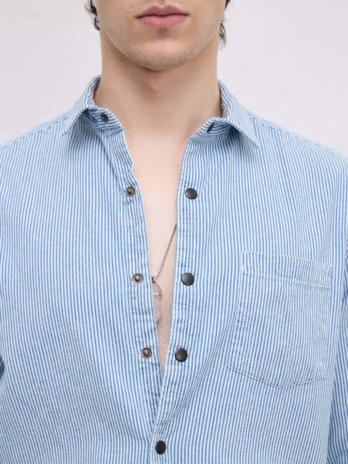 VASTRADO Men Striped Blue Shirt - Image 3