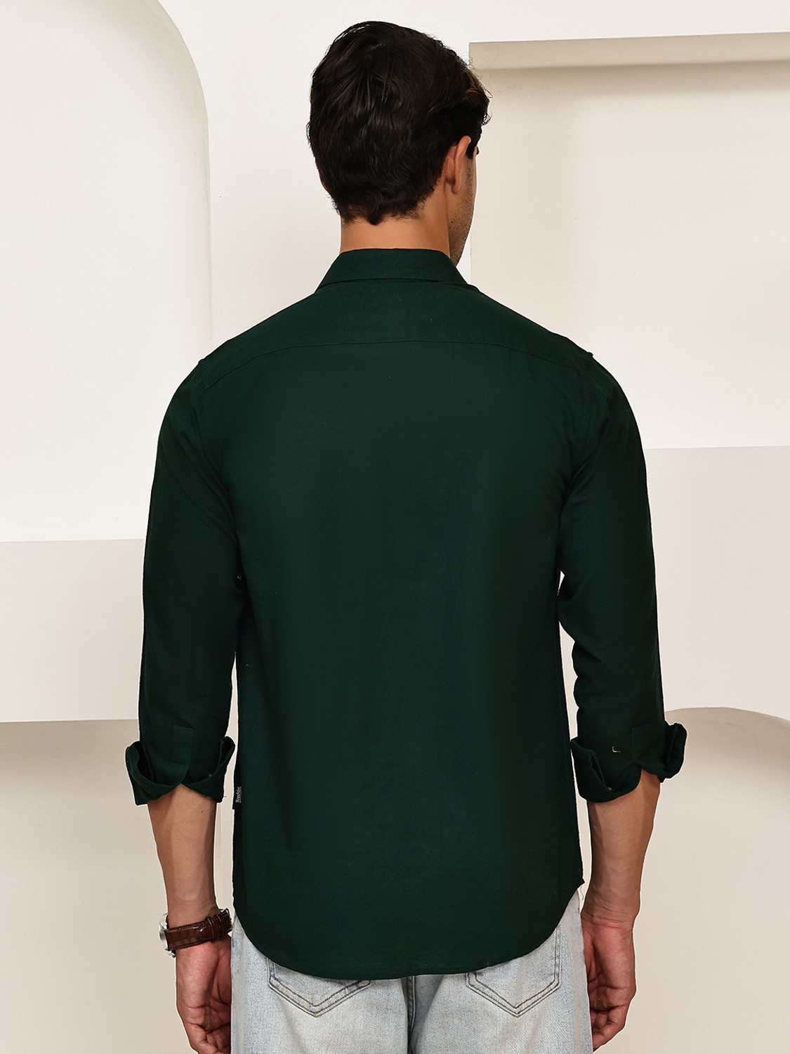 Image of Roadster Men Solid Casual Green Shirt