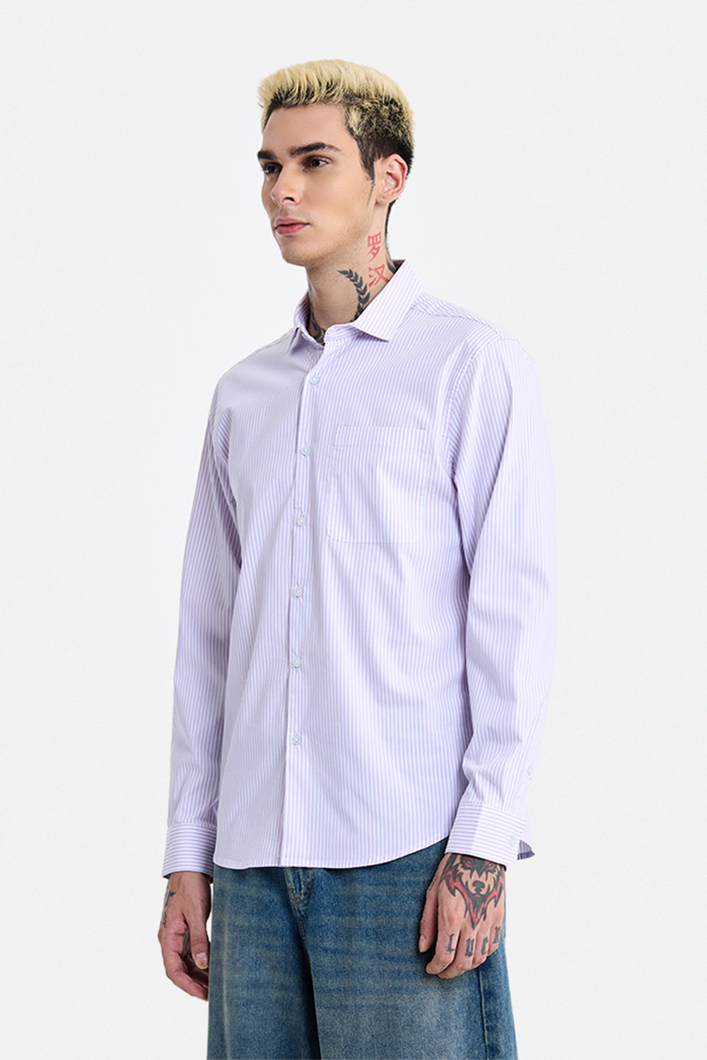 Image of Snitch Men Striped Casual Purple Shirt