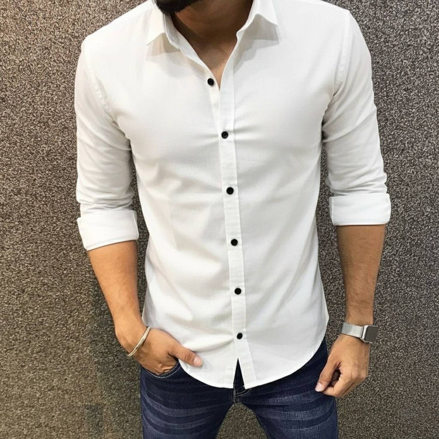 BADLAND Men Solid Casual White Shirt