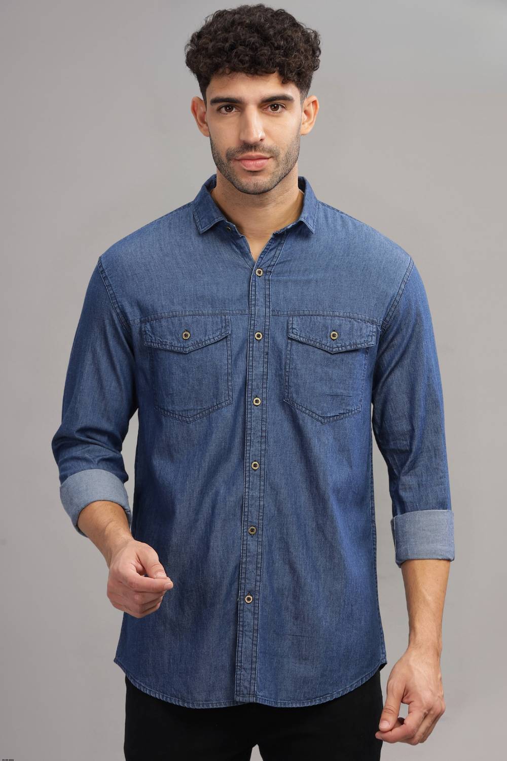 7th Legion Men Washed Casual Dark Blue Shirt