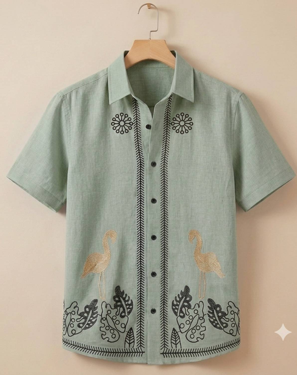 VG BROTHER Men Green Embroidered Casual Shirt - Image 1