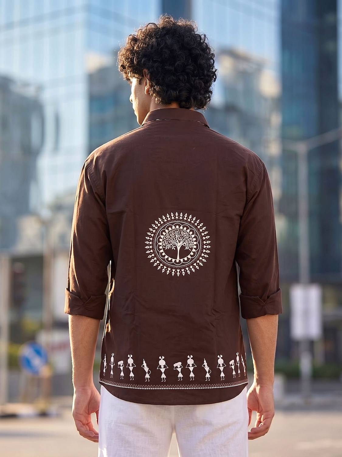 Shree Sai Balaji Men Brown Printed Casual Shirt - Image 2