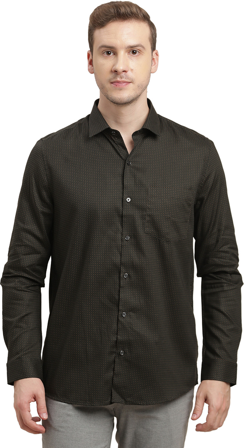 Image of TURTLE Men Printed Formal Black Shirt