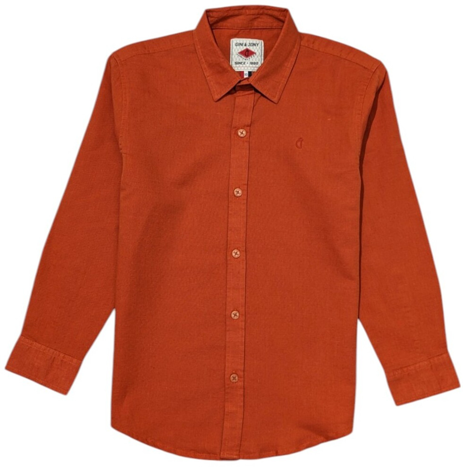 Image of GINI & JONY Boys Solid Casual Orange Shirt